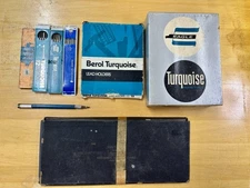 RARE Vintage Lot Drawing Drafting Pencils Leads Curves Turquoise Berol Dietzgen