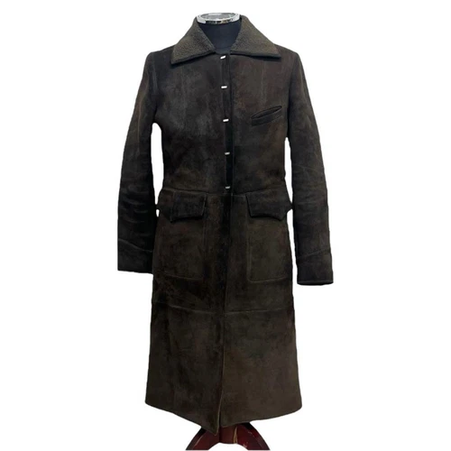 Cappotto donna FENDI logo gancio bottoni doppiopetto montone marrone