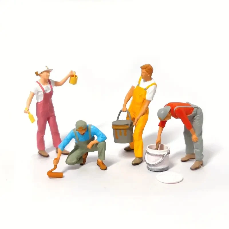 [4 figuras mecánicas de automóviles en miniatura] +4 piezas trabajadores de la carretera nuevas en caja escala 1:64 Foto 4 de 4