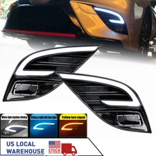 Pair For 2018-2020 Toyota Camry SE XSE TRD LED DRL Fog Light Bezel Driving Lamps