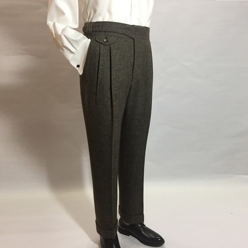 S-3XL Pantaloni Uomo Lana GURKHA Tuta Pantaloni a vita alta Spina di Pesce  Spessa Vintage | eBay
