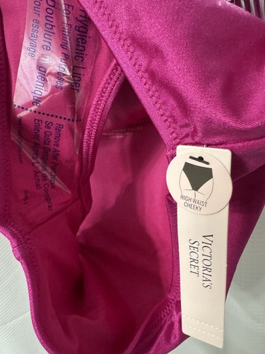 NWT 36D Victoria Secret Swim Bombshell Shine Top/L High Waist Cheeky Bottom Pink - Picture 8 of 10