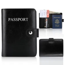 RFID-Blocking Leather Passport & ID Wallet - Secure, Durable Travel Accessory