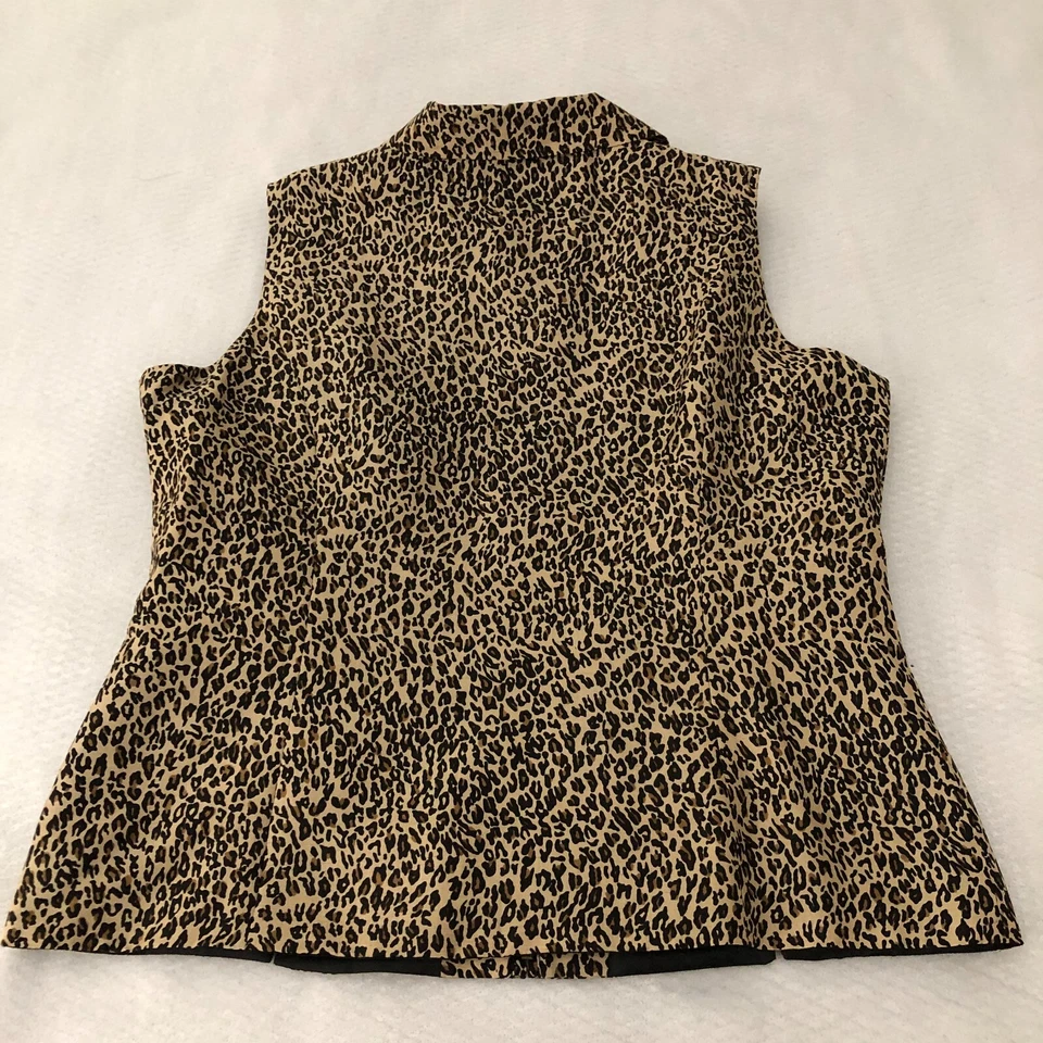 Silkland Collection 女式丝绸上衣 PL 码动物印花无袖全拉链全新无标签 — 第 3/4 张图片