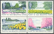 Scott 1368a, The 6¢ Beautification of America Issue from 1969 - MNH Block of 4