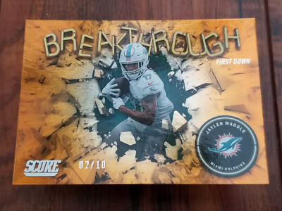 Jaylen Waddle 2022 Panini Score #B11 Breakthrough First Down Card - #02/10