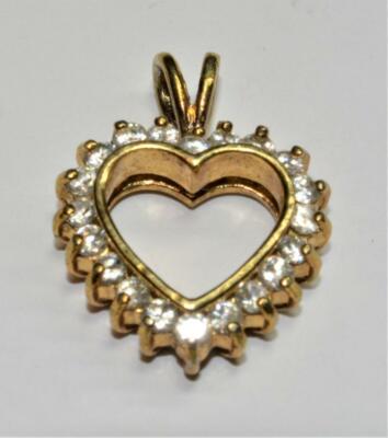 925 Designer Sterling Goldton Herz Anhänger Mit Strass 4,14g