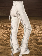 Cowgirl Chaps Vintage style Handmade Western Fringe Leather Pants Riding Chaps