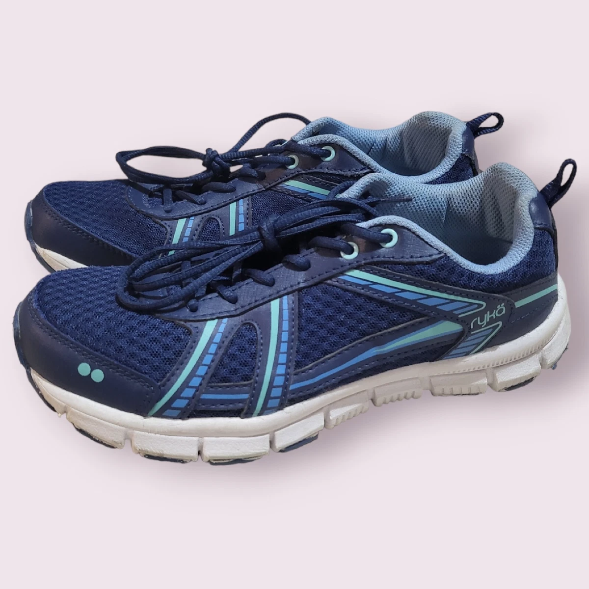Ryka Women s Hailee Memory Foam Walking Running Shoes Navy Blue Green Size 8.5M