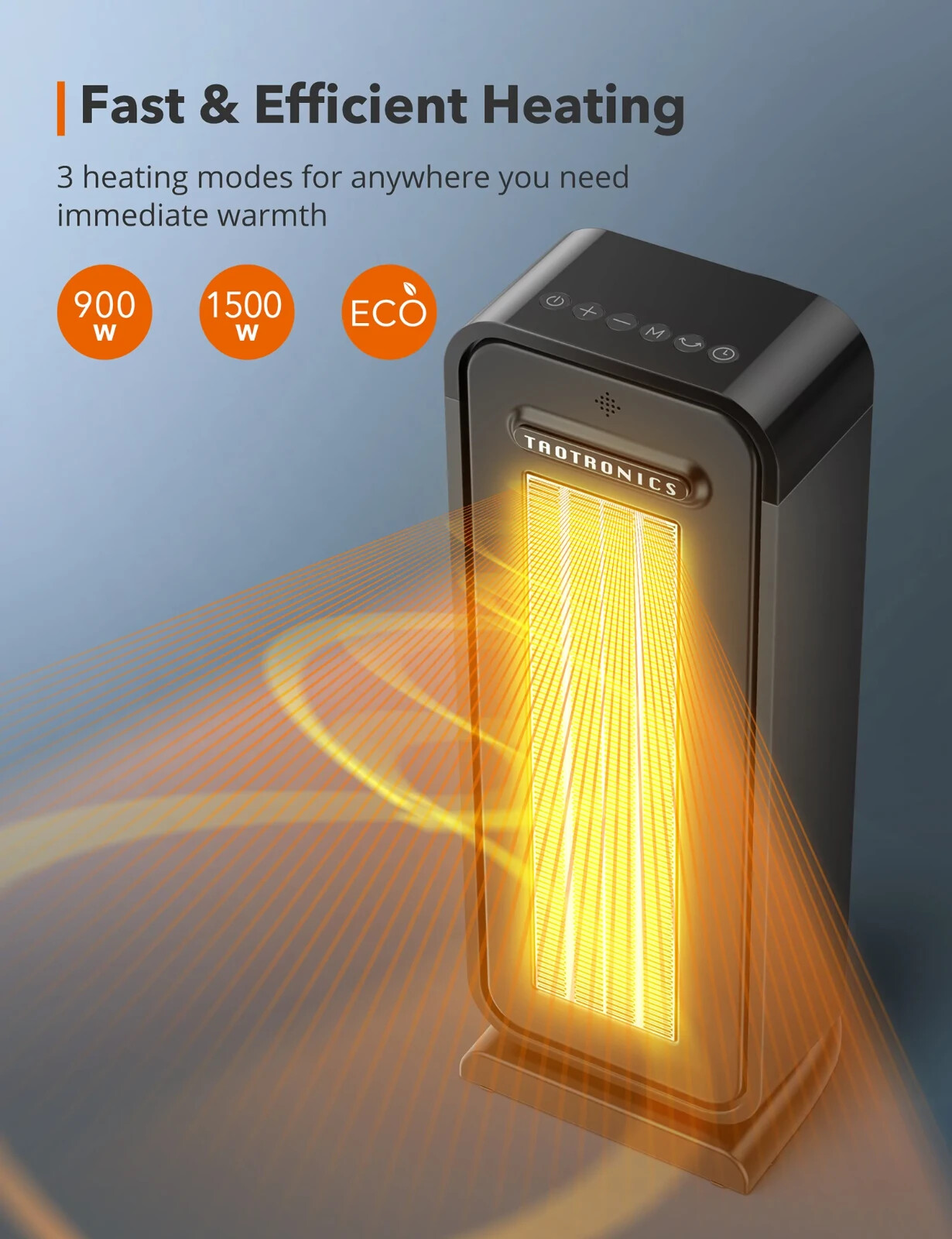 TaoTronics PTC Ceramic Space Heater 1500W Portable Tower Heater with 65°  Oscilla | eBay