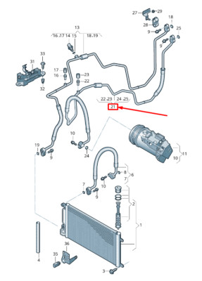NEW SKODA RAPID NH A/C REFRIGERANT LINE 6C0816743M ORIGINAL
