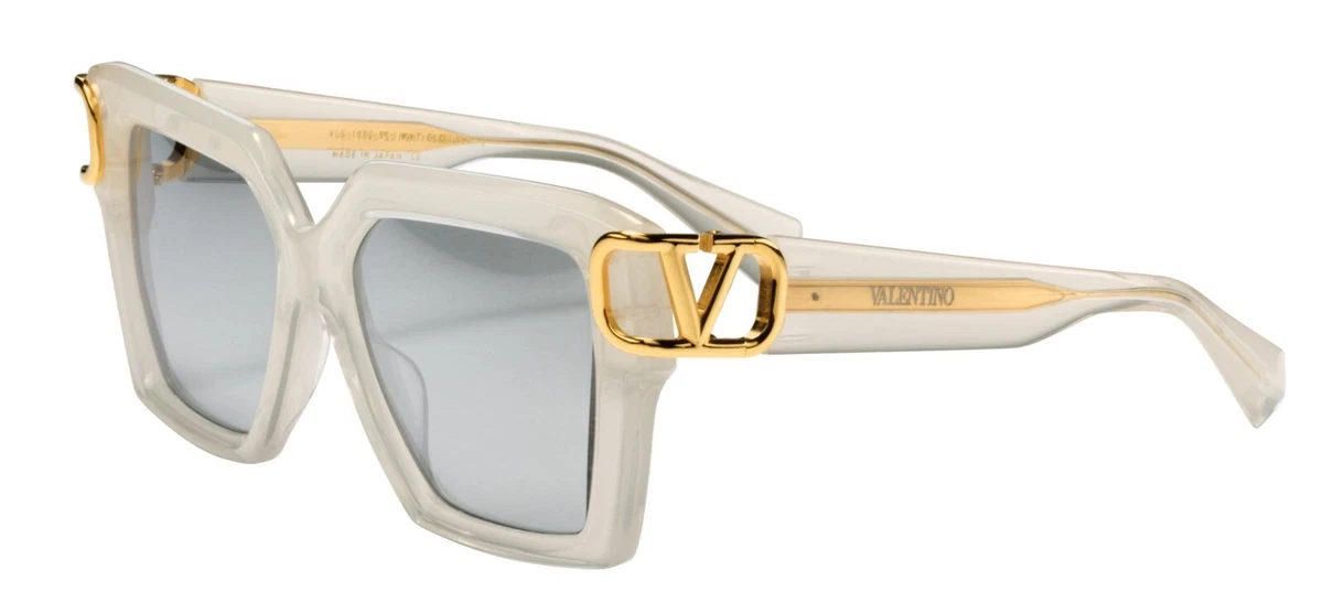 Valentino V UNO White With Gold V Logo Grey Mirrored WHT GLD