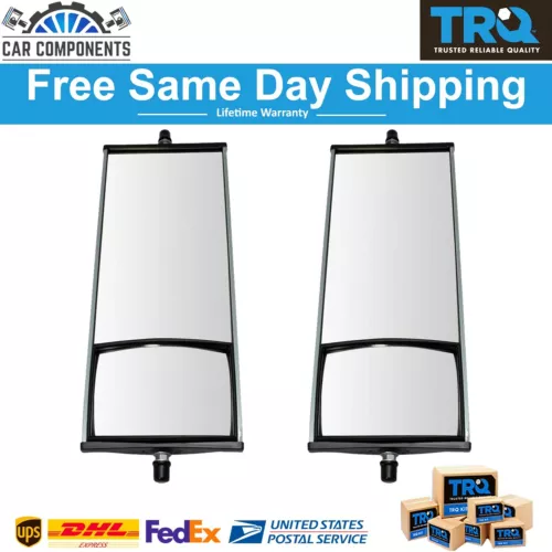 TRQ Mirror Glass 16" x 6.5" West Coast w/ Convex Pair For 1991-2019 Freightliner