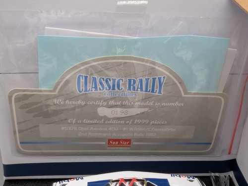 Maquetas de coches 1:18 Sun Star Opel Ascona 400 Rally 1982 #1 Röhrl Geistdörfer en embalaje original - Imagen 5 de 13