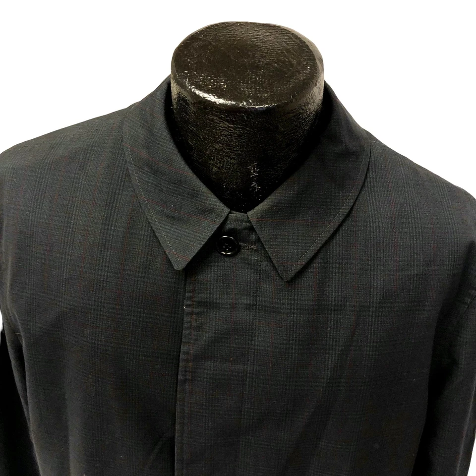 Vtg 50 60's Penneys Towncraft Blue OVERCHECK Top Coat LINED Jacket RAINCOAT L - Image 2 of 4