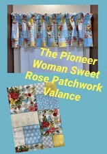 New Pioneer Woman Sweet Rose Patchwork Valance Curtain Kitchen Window 60  x 16  