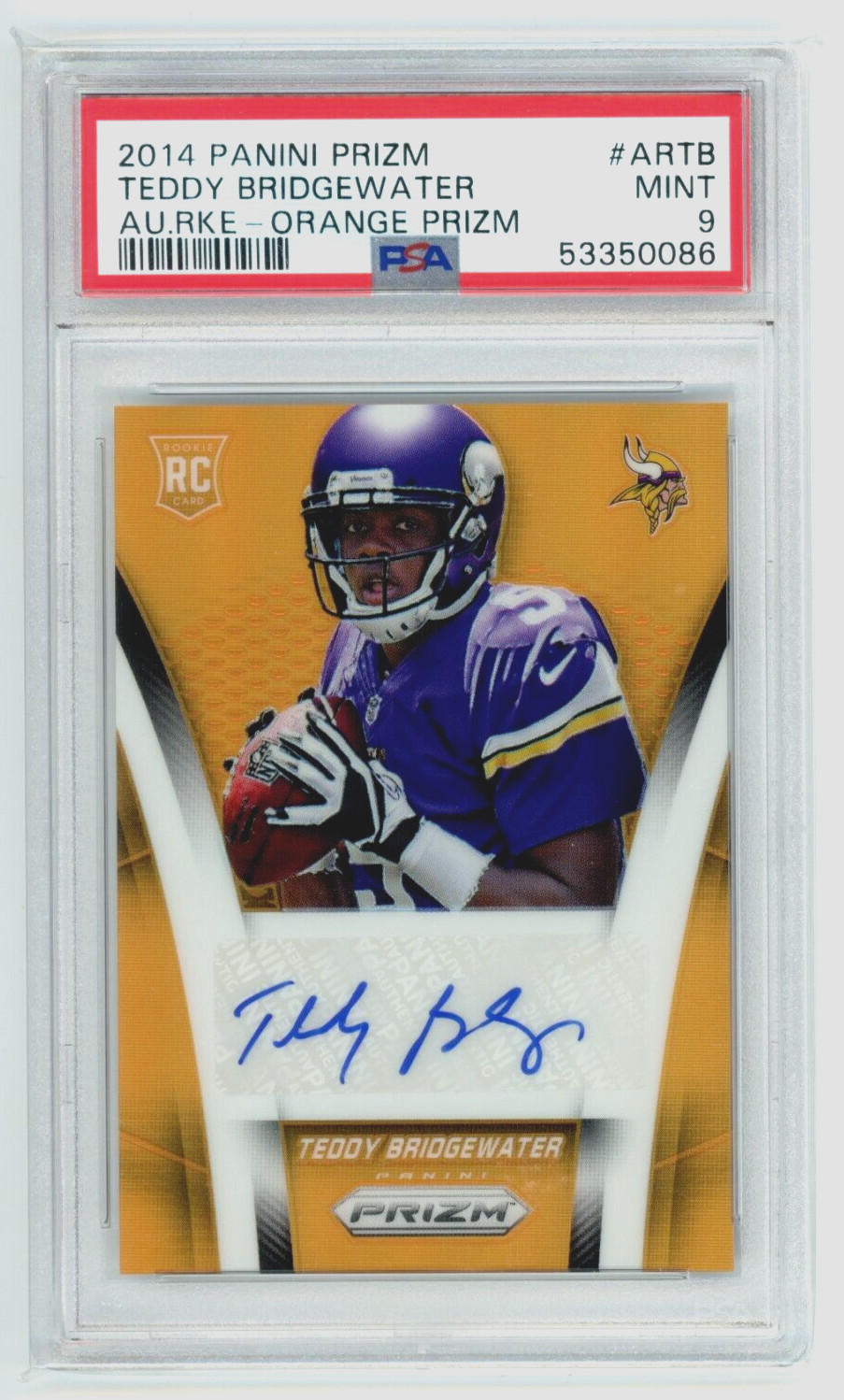 Teddy Bridgewater Panini Prizm Autograph Rookies #ARTB Orange