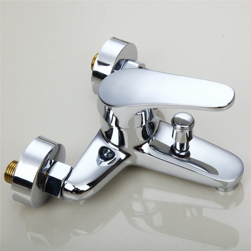 US Chrome Bathtub Faucet Rain Hand Spray Brass Mixer Wall Mounted One Handle Tap - Picture 5 of 9