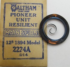 Waltham 12s 2224A model 1894 19j. Pocket Watch hole end Mainspring blue alloy