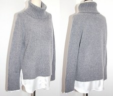 Magaschoni Ulra Soft 100 Cashmere Layered Look Turtleneck Sweater Grey M  445