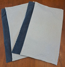 Restoration Hardware Baby Child Pillow Shams 2 Standard Gray Stripe Blue