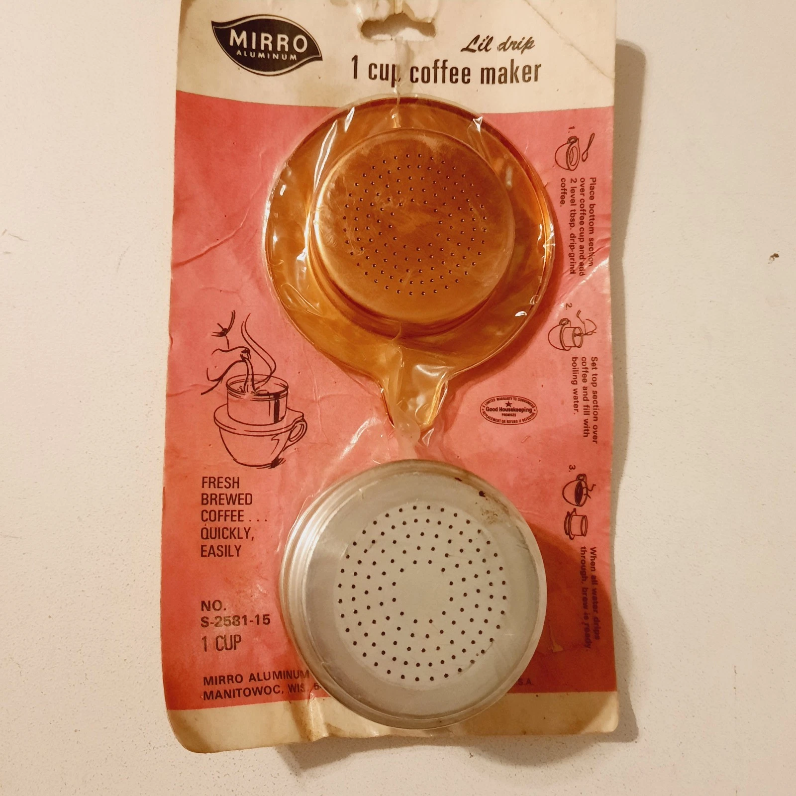 Rare Vintage Lil Drip 1 Cup Coffee Maker Mirro Aluminum S-2581-15