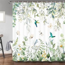 Sage Green Eucalyptus Shower Curtain for Bathroom, Leaves Plant Floral Bathro...