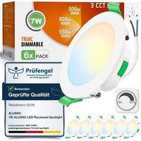 LED Einbaustrahler 230V Dimmbar 7W IP44 6Er Set 3000K 4000K 6500K