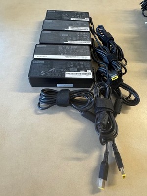 Lot of 5 Genuine OEM Lenovo 90W 20V 4.5A Yellow Square Tip AC Adapter Chargers