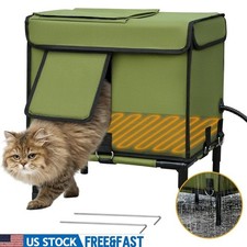 Outdoor Cat House Insulated Weatherproof W/ Escape Door Multi-Cat Shelter New