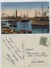 NAPOLI -IL PORO COL FARO 1915 VIAGG. CARTOLINA