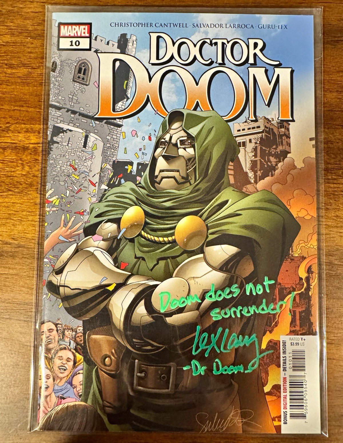 Cómic Doctor Doom firmado e inscrito por Lex Lang actor de voz para Doom! ¡Con certificado de autenticidad!