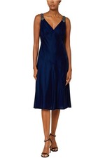 Lauren Ralph Lauren Womens Beaded Velvet Sleeveless Cocktail Dress 12 Blue - NWT