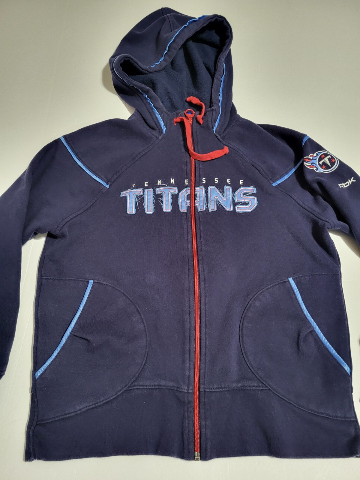 (#12)Tennessee Titans Reebok NFL Team Apparel Women's Large Full Zip Blue Hoodie thumbnail 3