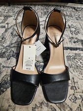 A New Day Black Faux Leather Ankle Strap Heels Women Size 9