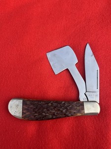 Vintage KA-BAR USA AX7 Hatchet Axe Folding Bone Knife