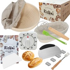 Banneton Bread Proofing Basket Set   9 Inch Round  10 Inch Oval Natural Ratt...