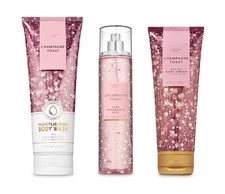 Set of 3 Bath & Body Works Champagne Toast Body Mist Shower Gel & Body Cream