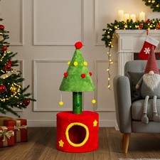 Christmas Color Indoor Cat Scratching Post/House Kitten Playing Tower with Ball