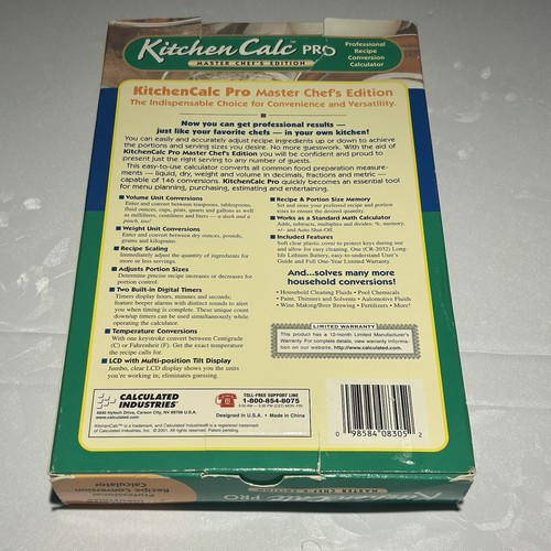 Kitchen Calc Pro PRO Recipe Conversion Calculator Master Chef Edition 8305 NEW - Picture 3 of 5