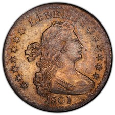 1801 H10C Draped Bust Half Dime - Type 2 Heraldic Eagle PCGS MS62