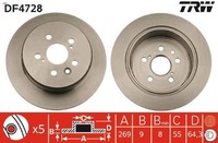 2X Bremsscheibe TRW DF4728 2 Bremsscheiben Hinterachse Hinten FüR Toyota
