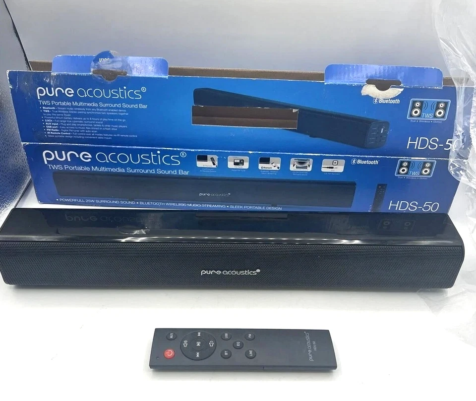 Barra de sonido inalámbrica Bluetooth Pure Acoustics HDS-50 portátil multimedia envolvente Foto 2 de 4