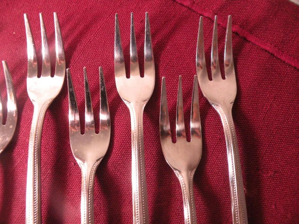 Set Of 7 Rogers Stanley Roberts Cocktail Forks Landscape Stainless Steel 5 5/8" - Image 3 of 4