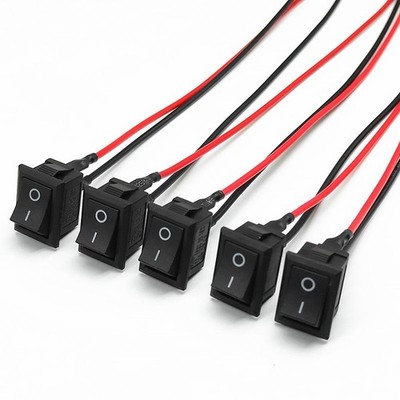 10x Black Rocker Switch Rectangle ON/OFF Pre-Wired Car/Truck DC 12V AC 125V/250V
