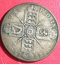 1922 British King George V SILVER Florin! Good! Old British Coin!