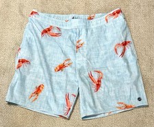 Johnnie-O Tona Swim Board Shorts XL Baja Blue Lobsters Elastic  Drawstring 7  