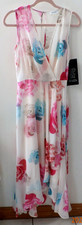 NWT Calvin Klein Dress Sleeveless Floral Lined Chiffon Hi Lo Midi 2 Sheer H893
