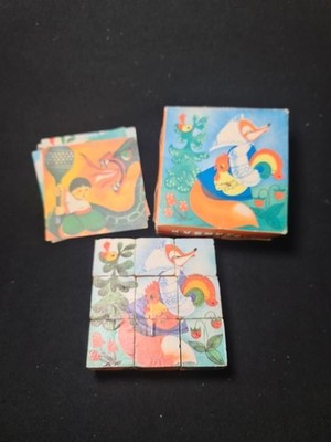 Soviet Vintage Toy Children Picture Cubes Blocks  Tales  for Kids 3-6 cardboard.