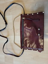 Allsaints Burgendy Leather Bag With Studding